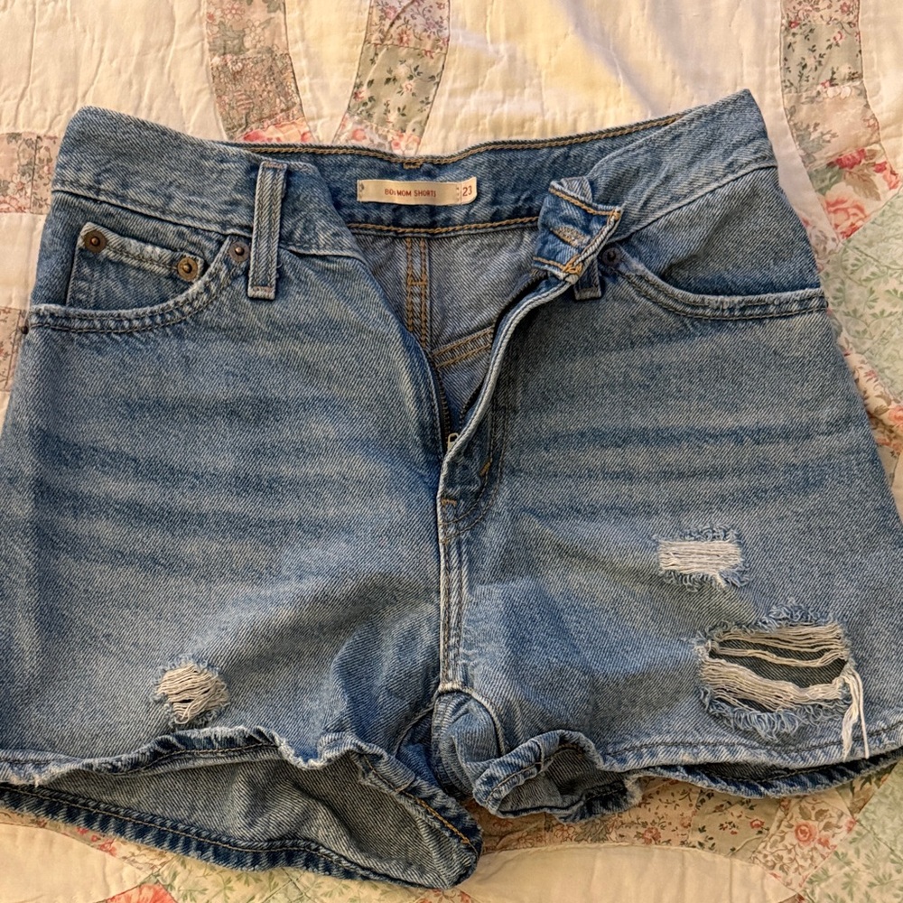 Levi's Light Blue Distressed Jean Shorts